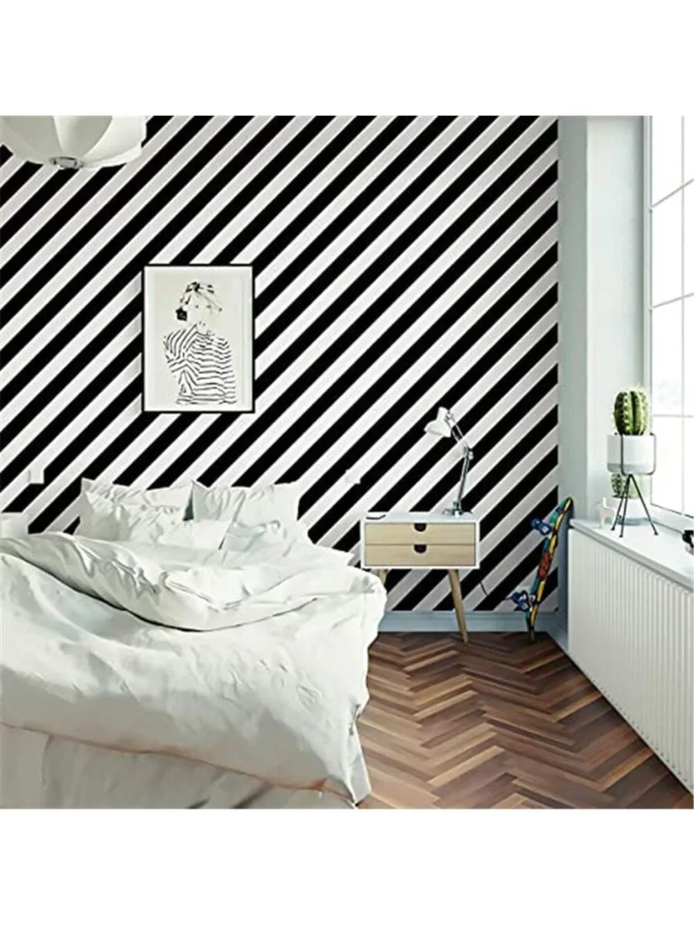 Peel And Stick Wallpaper Black White Striped Removable Contact Paper Waterproof